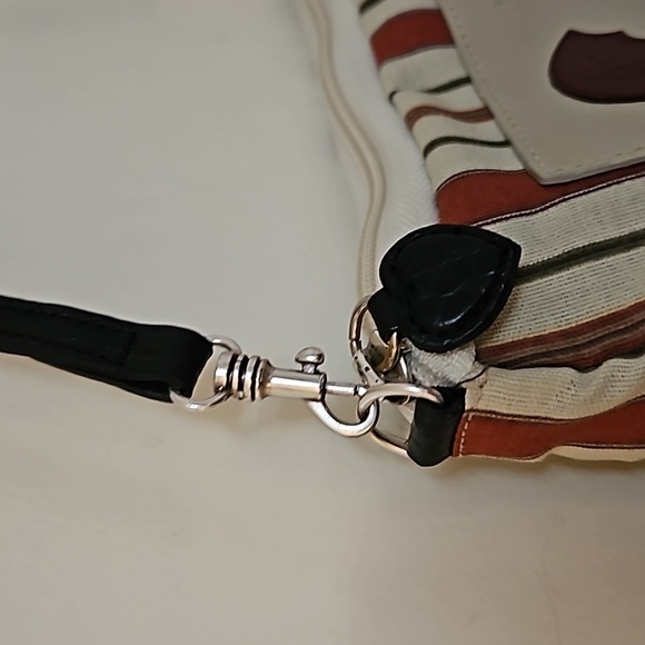 VTG BRIGHTON Canvas Beach Scene Mini Baguette Carpet Shoulder Bag - Picture 5 of 10